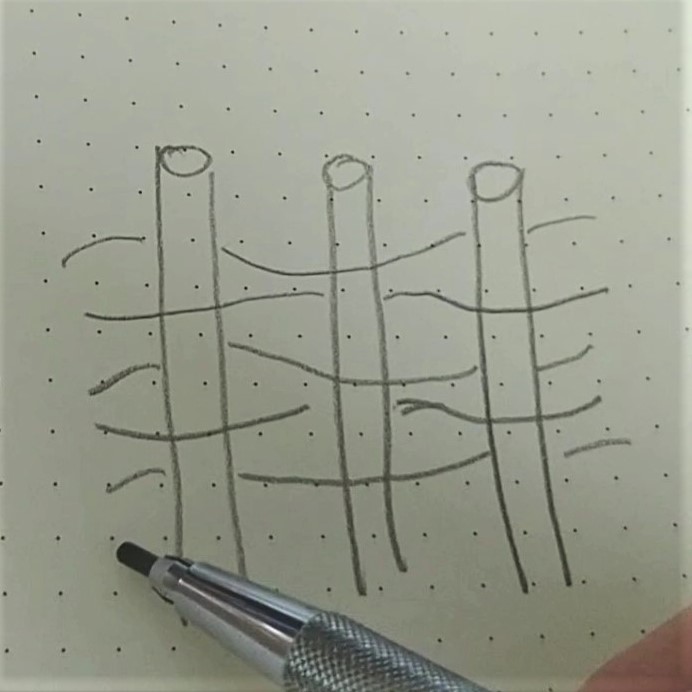 small diagram of a 'wattle' frame